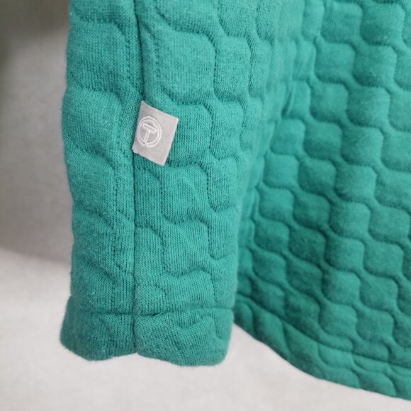 T By Talbots Sweatshirt Women’s XL Quilted Mock Neck Pullover Green Curved Hem - Picture 3 of 12